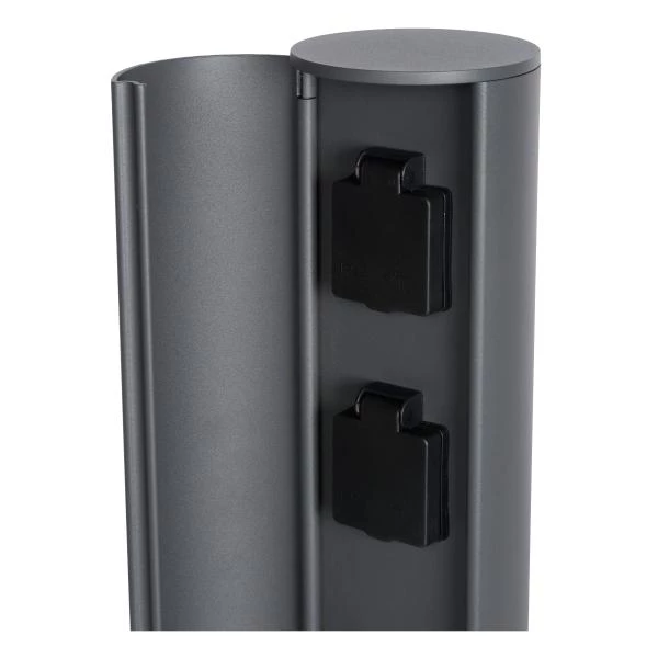 Lucide POWERPOINT - Outdoor socket column - Sockets with pin earth - Type E - FR, BE, POL, SVK & CZE standard - Ø 10 cm - IP44 - Anthracite - detail 4
